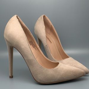 Nude Faux Suede Heels